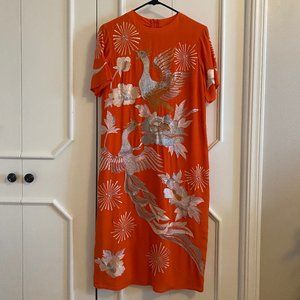 ASOS Orange Embroidered Shift Dress